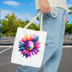 Vibrant Floral Tote Bag, Colorful Flower Design,