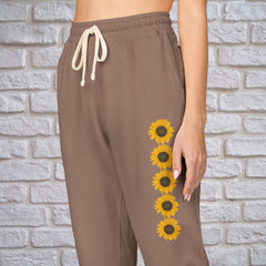 Floral Sunflowers Print Unisex Fleece Sweatpants
