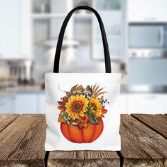 Autumn Floral Tote Bag, Pumpkin Harvest Bag,