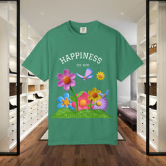 Cheerful Flower Graphic T-Shirt, Happiness Tee,