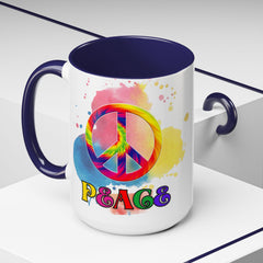 Colorful Peace Mug with Tie-Dye Design, Various Colors & Sizes