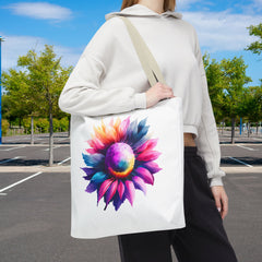 Vibrant Floral Tote Bag, Colorful Flower Design,
