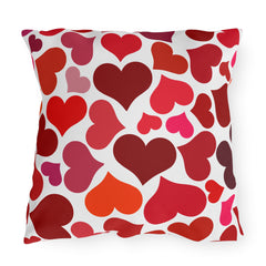 Heart Pattern Pillow — Red & Pink Valentine Patio Cushion