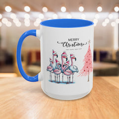 Colorful Holiday Mug, Christmas Flamingo Design