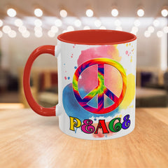 Colorful Peace Mug with Tie-Dye Design, Various Colors & Sizes