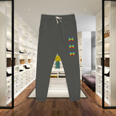 Rainbow Butterfly Fleece Sweatpants - Unisex Lounge Pants,
