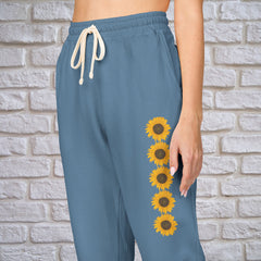 Floral Sunflowers Print Unisex Fleece Sweatpants