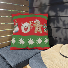 Snowman & Gingerbread Throw Pillow