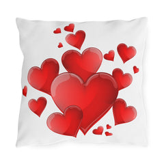 Outdoor Pillow – Red Heart Cluster Decorative Accent for Patio, Valentine’s Day & Romantic Decor