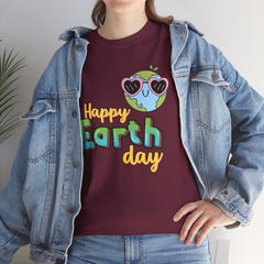 Earth Day T-Shirt — "Happy Earth Day" Cute Earth with Sunglasses Eco Graphic Tee