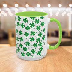 Shamrock Pattern Coffee Mug — St. Patrick’s Day Green Clover Ceramic Mug (11oz & 15oz)
