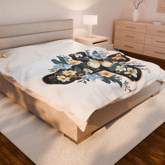 Floral Cross Velveteen Plush Blanket