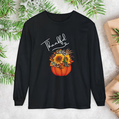 Thankful Floral Pumpkin Long Sleeve T-Shirt,