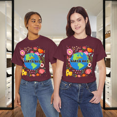 Earth Day Floral Tee — "Happy Earth Day" Graphic T-Shirt