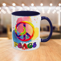 Colorful Peace Mug with Tie-Dye Design, Various Colors & Sizes