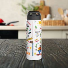Orange Beach Water Bottle, Eco-Friendly Stainless Steel Hydration Flask,
