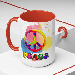 Colorful Peace Mug with Tie-Dye Design, Various Colors & Sizes