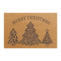 Christmas Doormat with Leopard Print Trees,