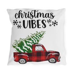 Christmas Vibes Plaid Truck Outdoor Pillow