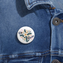 He Arose Cross Floral Pin Button — Christian Easter Lapel Badge