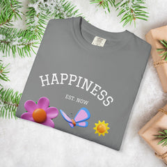 Cheerful Flower Graphic T-Shirt, Happiness Tee,