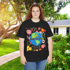 Earth Day Floral Tee — "Happy Earth Day" Graphic T-Shirt