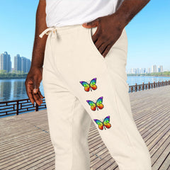 Rainbow Butterfly Fleece Sweatpants - Unisex Lounge Pants,