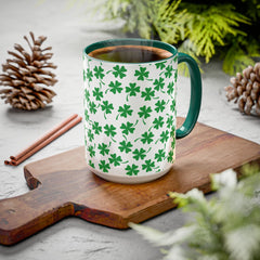 Shamrock Pattern Coffee Mug — St. Patrick’s Day Green Clover Ceramic Mug (11oz & 15oz)