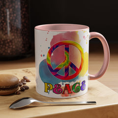 Colorful Peace Mug with Tie-Dye Design, Various Colors & Sizes