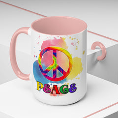 Colorful Peace Mug with Tie-Dye Design, Various Colors & Sizes