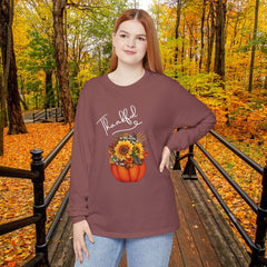Thankful Floral Pumpkin Long Sleeve T-Shirt,