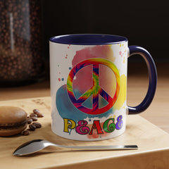 Colorful Peace Mug with Tie-Dye Design, Various Colors & Sizes
