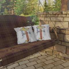 John 3:16 Cross with Daffodils Christian Decor Throw Pillow