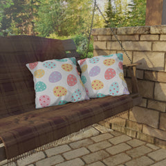 Easter Egg Pattern Outdoor Pillow — Pastel Hearts Patio Cushion