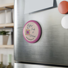Pink Round Button Magnet – “Epic Finds & Designs” Floral Logo Refrigerator Magnet