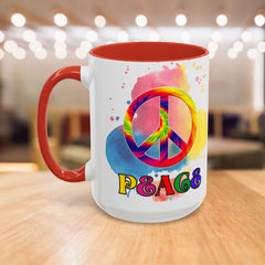 Colorful Peace Mug with Tie-Dye Design, Various Colors & Sizes