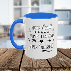 Super Dad Super Husband Super Blessed Coffee Mug — Father's Day Gift (11oz/15oz)
