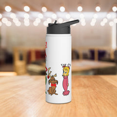 Christmas Themed Stainless Steel Water Bottle, Holiday Gift,