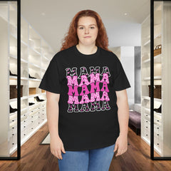 Mama Graphic Tee — Pink Floral Repeat ‘MAMA’ Design