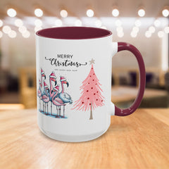 Colorful Holiday Mug, Christmas Flamingo Design