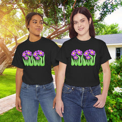 Floral Trio Tee — Retro Purple Flower Graphic Shirt