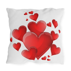 Outdoor Pillow – Red Heart Cluster Decorative Accent for Patio, Valentine’s Day & Romantic Decor