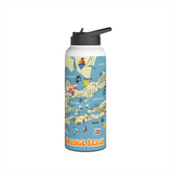 Orange Beach Colorful Coastal Map Water Bottle