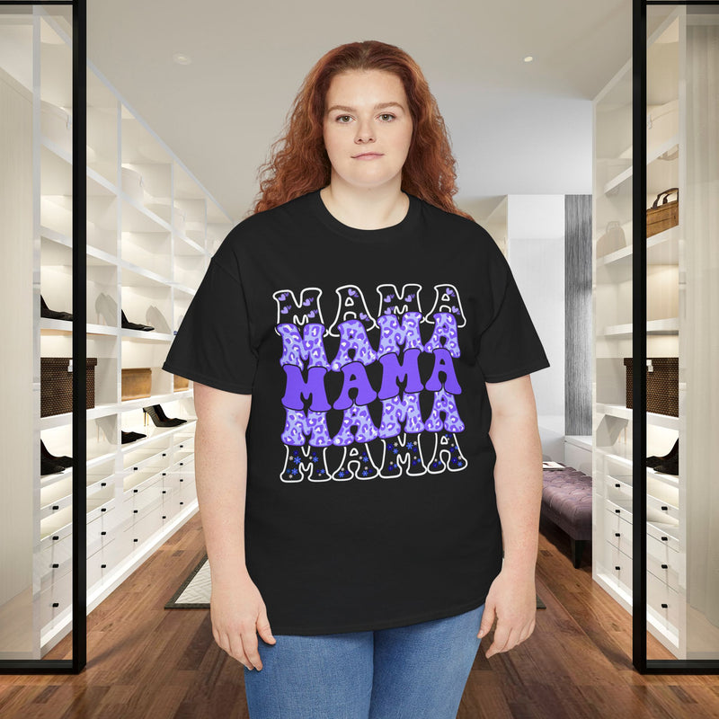 Mama Retro Stack T-Shirt — Blue Marlin Groovy Mama Graphic Tee