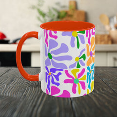 Colorful Floral Pattern Mug — Bright Retro Daisy Coffee Cup (11oz & 15oz)