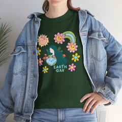 Earth Day Cute Floral Graphic Tee — "Earth Day" Cute Planet & Flowers T-Shirt