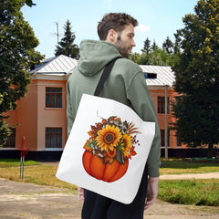 Autumn Floral Tote Bag, Pumpkin Harvest Bag,