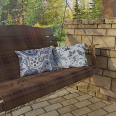 Reversible Blue Floral Paisley Outdoor Pillows