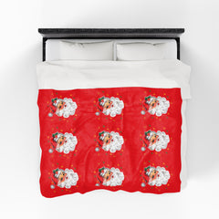 Christmas Santa Plush Velveteen Blanket, Holiday Throw Blanket,