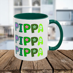 Pippa Floral Name Mug — Personalized Colorful Coffee Cup (11oz & 15oz)